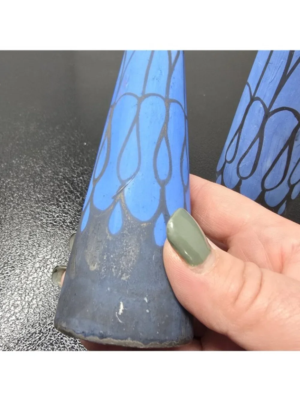 Studio Painted Signed Blue Black Salt Pepper Shakers Pacific Northwest OOAK